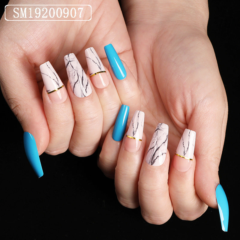 24-Piece Marble Press-On Nails