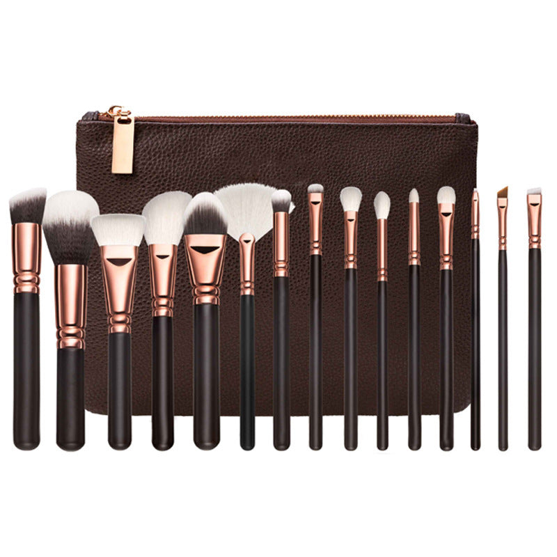 Rose Gold Makeup Brushes with Bag