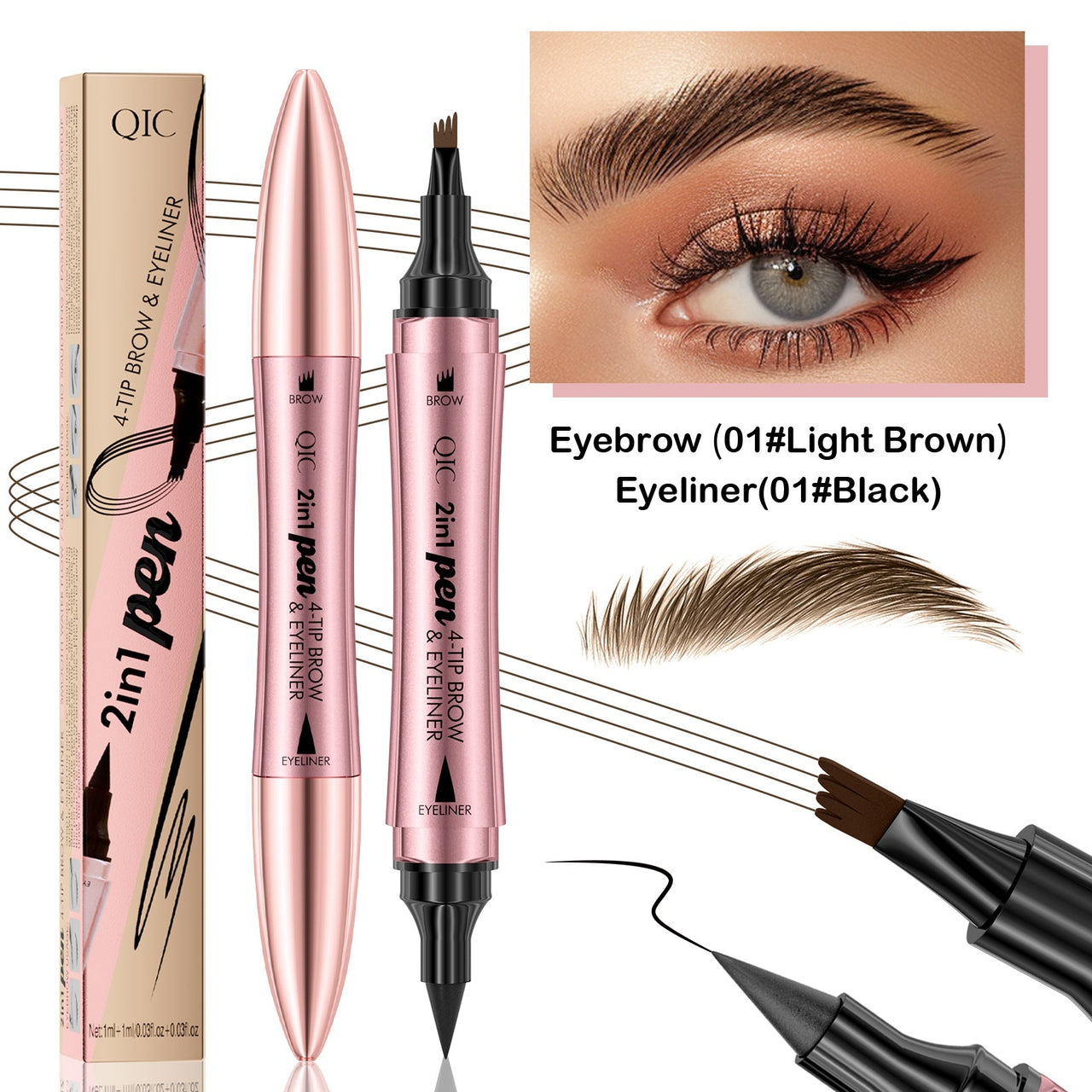 Dual-Ended 3D Eyebrow Pen