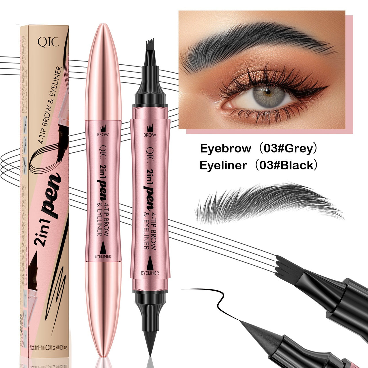Dual-Ended 3D Eyebrow Pen