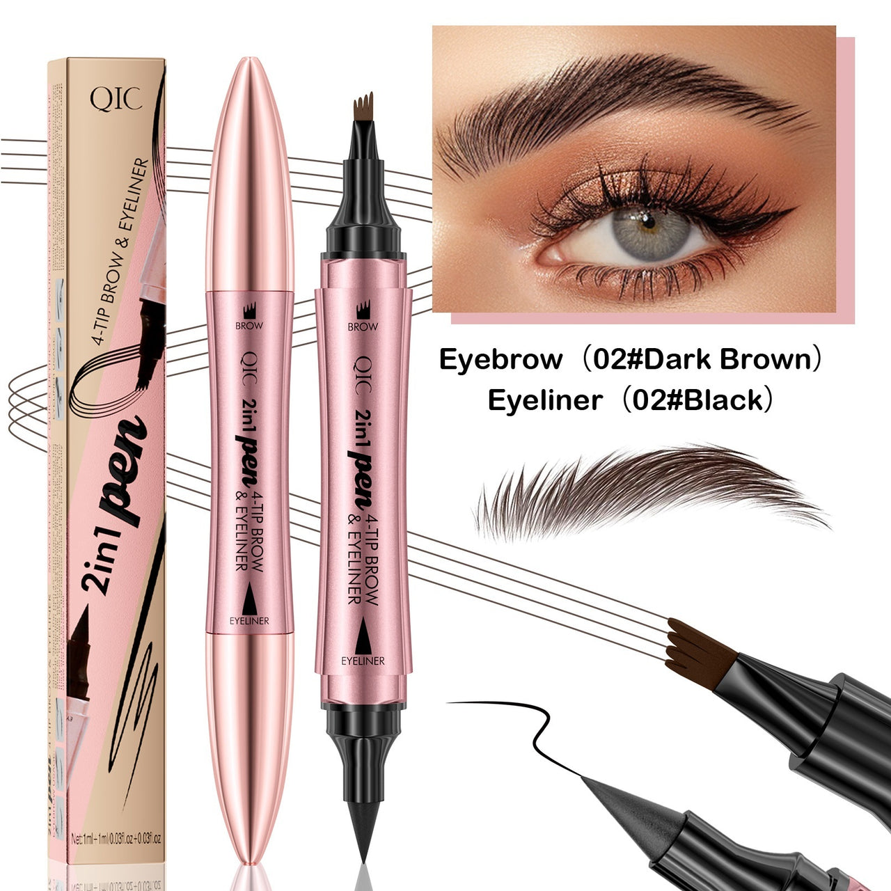 Dual-Ended 3D Eyebrow Pen